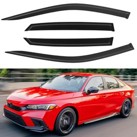 YQAUTEC Window Visors Rain Guards for 2022 2023 2024 2025 Honda Civic, Tape-on Window Wind Deflectors Vent Shades for 22 23 24 25 Civic, for Sedan ONLY