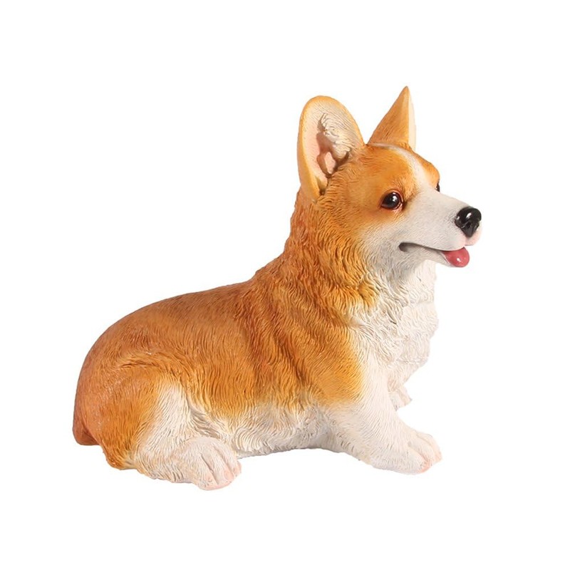WAIT FLY Lovely Prostrate Corgi Dog Shaped Resin Piggy Bank
