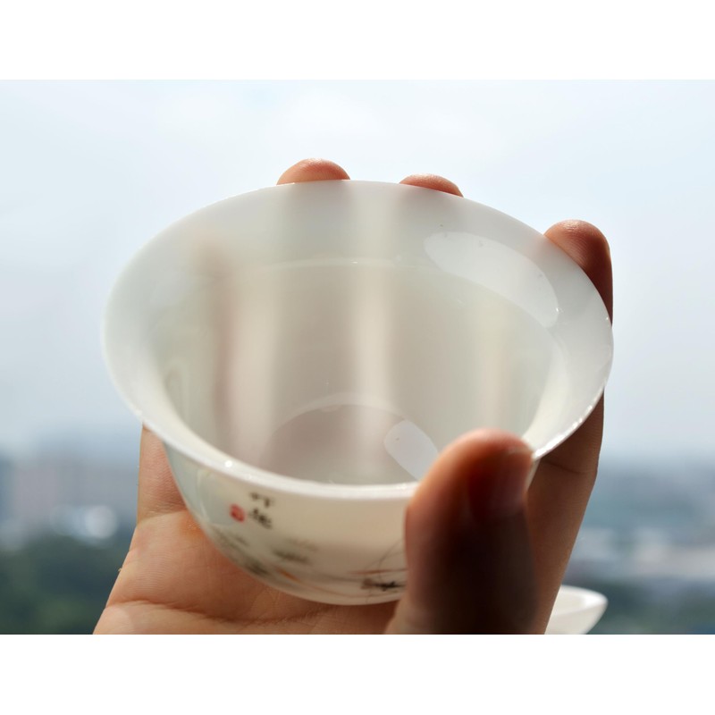 Liang baobao Ice Jade White Porcelain Gaiwan,5oz Teacup Suet-fat Jade