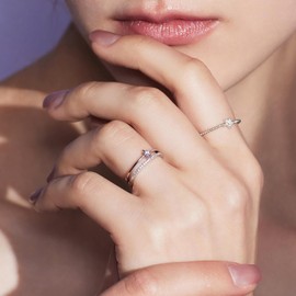 Meissa Rings for Women 925 Sterling Silver Rings Adjustable Rings Thumb Ring Dainty Stacking Star Ring, Silver (Rose Gold)