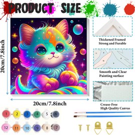 Arpilul 4 Pack Cat & Dragon Paint by Numbers Kit for Adults Framed-Small Easy Adult Paint by Numbers Kits on Canvas 8X8 Inch, Acrylic Oil Painting Perfect for Home Wall Art Decor Holiday Gifts(Z-YH37)