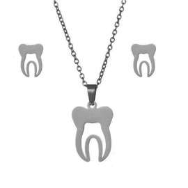 Dreuyet Tooth earrings necklace setfor Women Funny Antiquel Hot Air Earrings for Dentist Dental Assistant Dental Hygienist Minimalist Jewelry Gifts, Small, Stainless Steel, No Gemstone