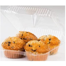 Decony Clear Jumbo Cupcake Giant Muffin Container Boxes disposable plastic boxes Holds 4 jumbo Cupcake muffins each - 11 boxes