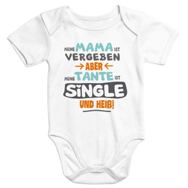 MoonWorks® Short-Sleeved Baby Bodysuit "Meine Mama ist vergeben Aber Meine Tante ist Single und heiß" [German Language], My Aunt White