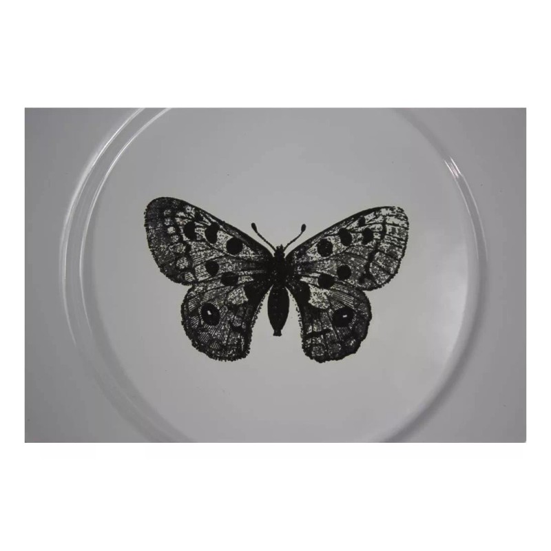 Esmalte Morillas Plato En Peltre Con Diseño De Mariposa De