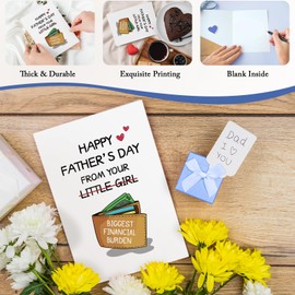 Qiliji Funny Father's Card from Daughter, Hilarious Father's Card for Dad Daddy, Happy Father's Day Card Gifts for Dad from Daughter, From Your Biggest Financial Burden