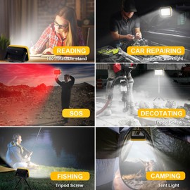 AUMIO Rechargeable Work Light with Tripod Hole, 2-Pack LED Battery Work Lightings, 40W Waterproof Portable Flood Light Cordless Job Site Lighting 180° Rotate for Garage Camping Car Repairing