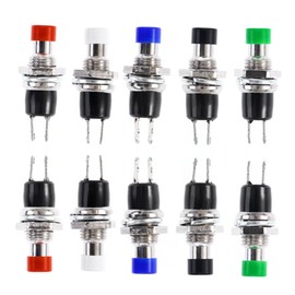 Hohopeti Set of 12 Mini Spst Momentary Latching Push Buttons 7mm Hole Diameter 2 Off/on Threaded Terminals for Electronics