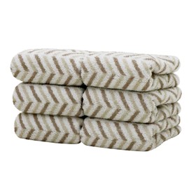 Freely Towels, Face Towels, Set of 6, 13.4 x 31.5 inches (34 x 80 cm), 100% Cotton, Thick, Plain, Washable, Summer Towels, Water Absorption (6 Herringbone, Brown)
