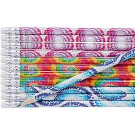 HAPPY DEALS ~ Tie Dye Pencils | 24 Count | Retro Peace Love Theme Party Favors Set Dyed Colorful