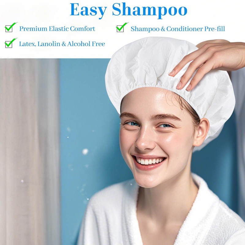 Shampoo cap 12 Pack, No-Rinse Shampoo Cap, Waterless Shampoo and