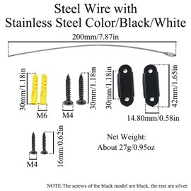 2Pcs Furniture Anchors, Anti-Tip Furniture Wall Anchor Straps for Cabinet Wardrobe Drawers Dresser Bookshelf (Steel Wire with White)