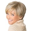 Royalfirst Short Straight Synthetic Fiber Blonde Hair Wig for Women