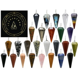 Amazing Gemstone Paquete De 11 Péndulos De Cristal A Granel Con Tablero De Péndulo - Cristales Mayoreo A Granel