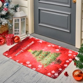 Minicoco Christmas Decorations Merry Christmas Rugs Christmas Bath Mat Christmas Door Mats Christmas Welcome Mat Christmas Carpets Xmas Decorations 50x80CM (Red, Christmas Tree)
