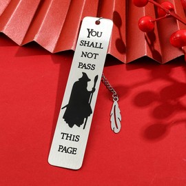 1/2Pcs Evenstar Stainless Steel Bookmark - Gandalf “You Shall Not Pass” Classic Movie Quotes, Reading Marker for Movie Lovers, Perfect Gift for Men and Women (Black Gandalf)