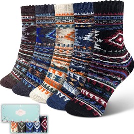 ICEIVY Socks For Women Wool Winter Warm Thick Thermal Casual Comfy Crew Vintage Fuzzy Socks Gifts for Women