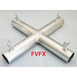 Golden Valley Tools & Tarps 4 Way Flat X Cross 1 3/8" Canopy Fitting (FVFX) - Fits EMT Pipe or Chain Link Fencing Top Rail That has an Outer Diameter of 1 5/16"