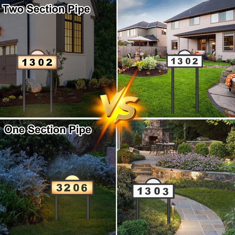 LED Solar Address Sign, Address Numbers for Yard with 2