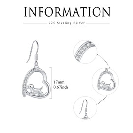 Animal Earrings 925 Sterling Silver Love CZ Earrings Animal Dog Pendant Jewellery Gift for Mother Daughter Girlfriend, Sterling Silver