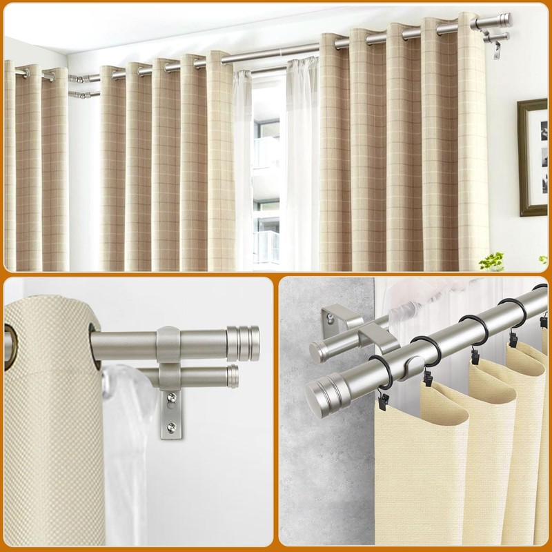 HOTOZON 1 Inch Heavy Duty Double Bay Window Curtain Rod,36-72
