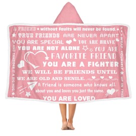 Tapesb Pink Inspirational Friend Oversized Adult Hooded Blanket 47"x70" Cozy Gift for Friends with Motivational Message in Pink