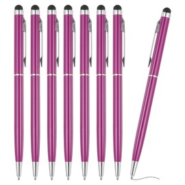 PATIKIL Ballpoint Pen with Stylus Tip, 8Pcs 2 in 1 Slim Metal Black Ink 1.0mm Medium Point Stylus Pen for Touch Screens Office Desk, Purple
