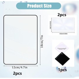 WJINNG 5-Pack (2 Magnifying Sheets for Reading 5x7 + 2 Card Magnifiers + 1 Pocket Magnifying Glass) for The Elderly and People with Low Vision Reading Small Prints, Maps and Books
