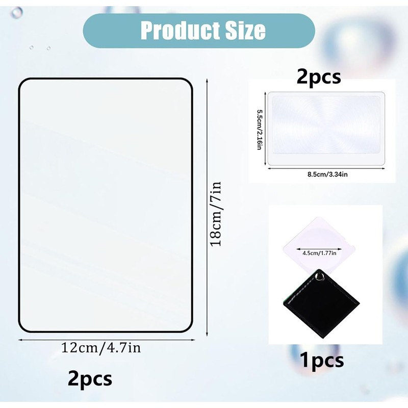 WJINNG 5-Pack (2 Magnifying Sheets for Reading 5x7 + 2