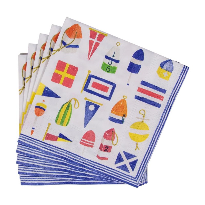 Caspari Nantucket Paper Cocktail Napkins - 20 Per Box