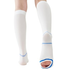 EVOPLECI Medias de compresión antiembolia para mujeres y hombres, calcetines de manguera Ted de 15 a 20 mmhg, nivel moderado con orificio para los dedos de inspección (XXXL, blanco), Blanco, 3X-Large