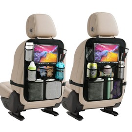 LUOJINYI Car Seat Organiser, Set of 2, Backrest Protection Car with Tablet Compartment, Children's Multifunctional Waterproof Tarpaulin Kick Mat Protector for Car Seat Back with Large Storage Bag