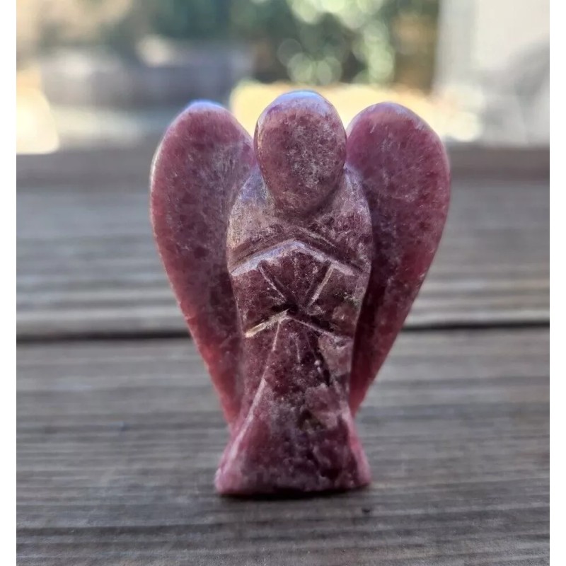 NATURAL 2" RHODONITE STONE HANDCARVED GEMSTONE ANGEL