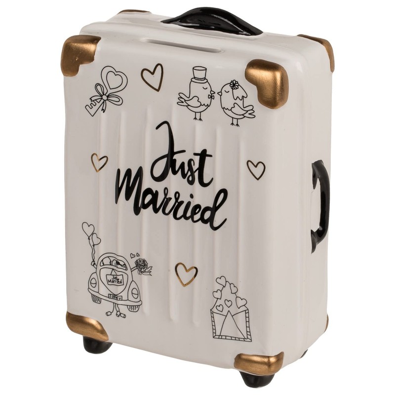 ootb Money Box - Ceramic Money Bank 'Just Married' Wedding