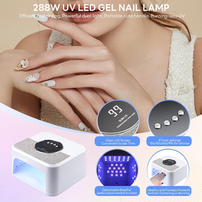268W Super Power Nail Lamp, Professional Quick Drying, LED UV