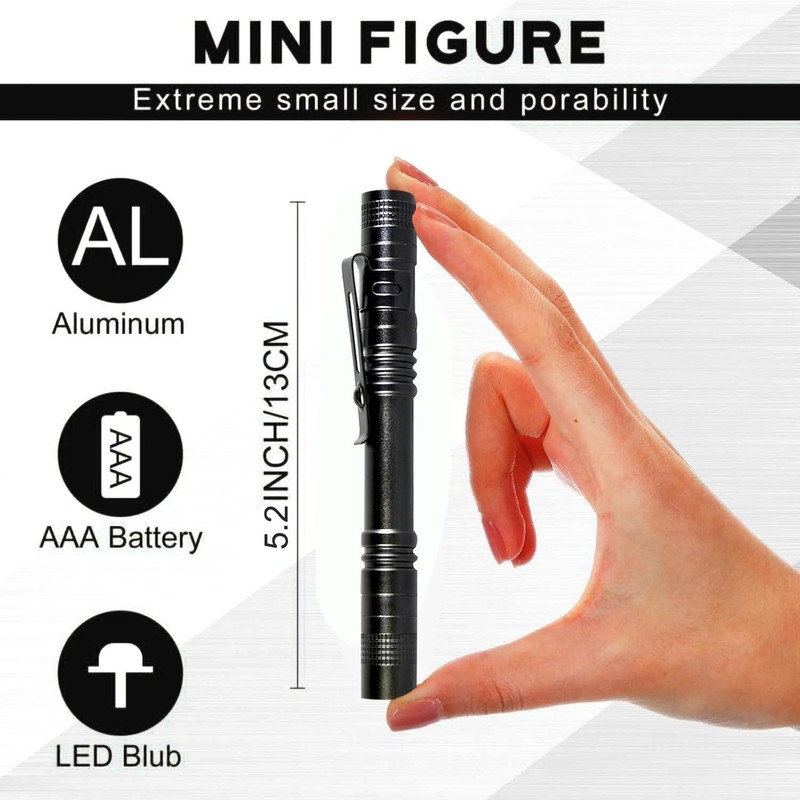 HYVCZP 3-Pack Mini LED Pocket Flashlight Pen Style Flashlight with