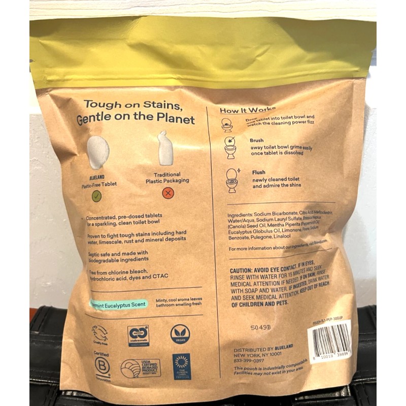 BLUELAND Toilet Bowl Cleaner Peppermint Eucalyptus 30 Tablets