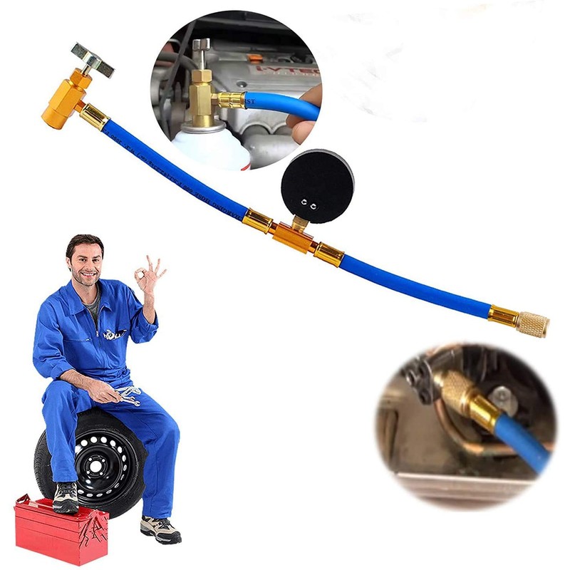 R134a Refrigerant Charging Hose to Refrigerator, AC Recharge Hose, Can