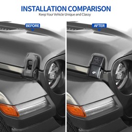 SQQP Pestillos De Capó Kit De Captura De Capó De Bloqueo Cerraduras De Capó De Aleación De Aluminio Para Jeep Wrangler Jk Jku 2007-2018, Para Jl Jlu 2018-2021 Y Jeep Gladiator Jt 2020（) Estrella