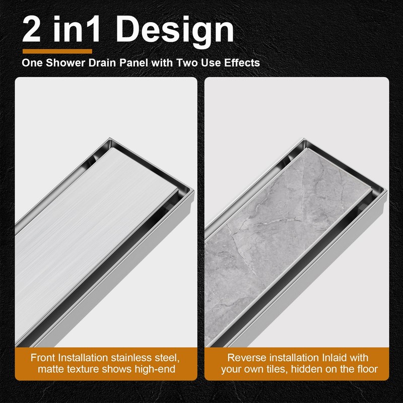 Linear Shower Drain, 28 Inch Brushed Nickle 304 Stainless Steel