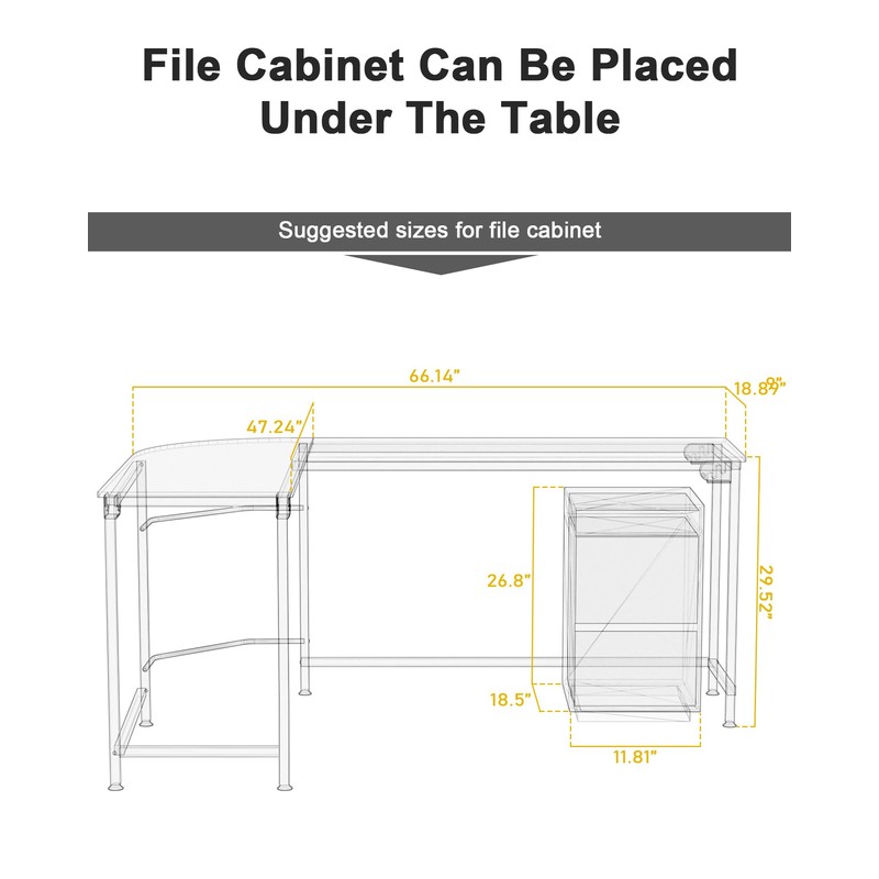 Teraves Modern L Shaped Gaming Desk 66'' Corner Computer Desk