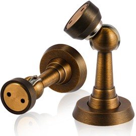 SAILANKA Magnetic Door Stop Brass Heavy Duty Door Stopper Keep Door Open Door Catch Holder with Screws for Wall & Floor Mount, 2P, Bronze