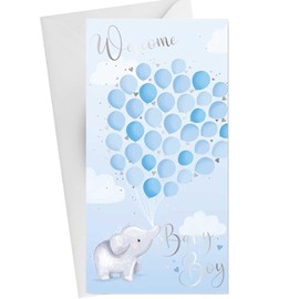 Widdle Gifts New Baby Money Wallet with Silver Foil Wording and Envelope Welcome Baby Boy