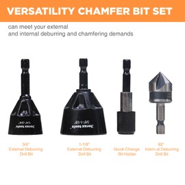 Jerax tools Tungsten Carbide Inner and Outer Deburring External Chamfer Tool Set for Removing Burr, Quick Release Hex Shank Deburring Tool for Metal Rod, Tube, Copper/PVC Pipe