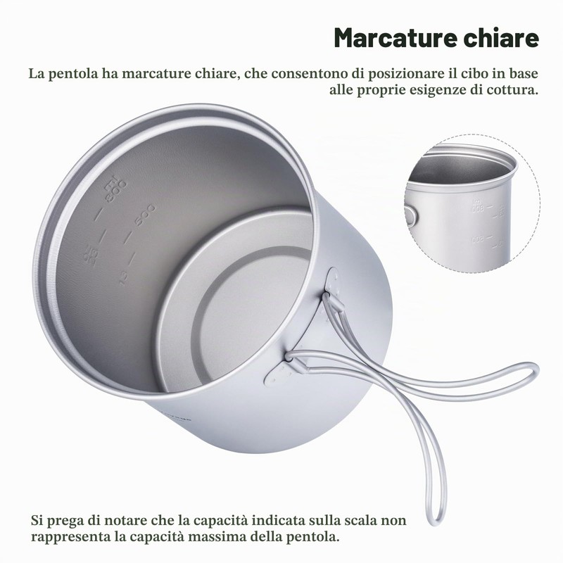 Boundless Voyage Pentola in titanio con manico pieghevole Set di
