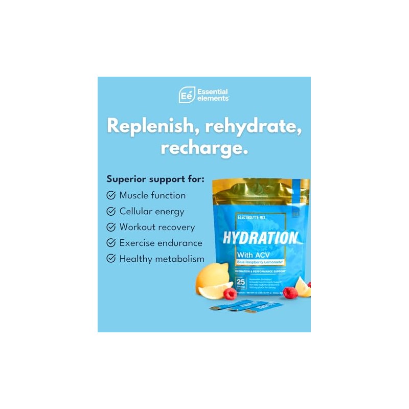 Essential Elements Hydration Packets - Blue Raspberry Pack - Sugar