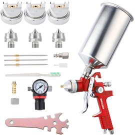 ENDOZER Professional HVLP Gravity Feed Air Spray Gun Set with 1.3 1.5 1.8mm Nozzles, Paint Gun with 1000cc Aluminum Cup for Auto Paint, Wall Painting, Base Coatings