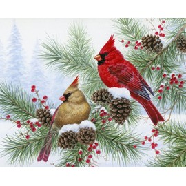 FlashPhoenix Quality Sewing Fabric – Christmas Tis The Season Fabric Cardinal Birds Digital 100% Cotton 35" x 44" Panel