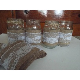 8 Burlap Mason Jar Sleeves, DIY Wedding Decorations, Rustic Wedding Decorations