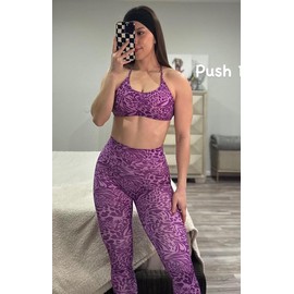 Aoxjox High Waisted Workout Leggings for Women Scrunch Tummy Control Luna Buttery Soft Yoga Pants 26" (Purple Leaf Print, Small)